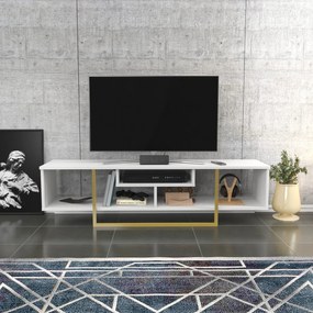Suporte para TV Asal - Branco e Dourado - 150x35,2x40 cm