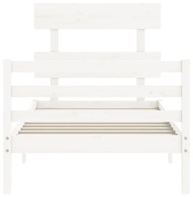 Estrutura de cama com cabeceira 100x200cm madeira maciça branco