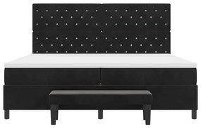 Cama Box Spring da com Colchão e Banco Preto 200x200 cm Veludo