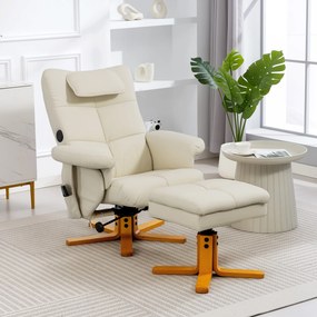 Cadeira de massagem com apoio para os pés, encosto reclinável até 135°, compartimento de arrumação, comando à distância