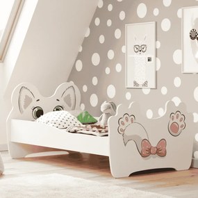 Cama infantil gato 140x70 branca - colchão e estrado incluído