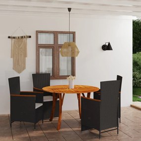 vidaXL 5 pcs conjunto de jantar para jardim preto