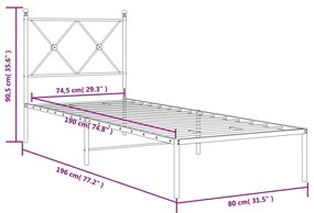 Estrutura de cama sem colchão com cabeceira 75x190 cm branco