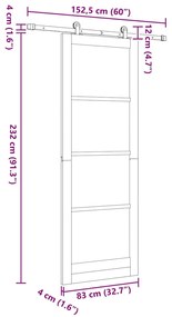Porta Deslizante vidaXL com Conjunto de Ferragens 'ORKDAL'Branca 83x23