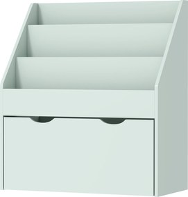 Estante infantil com vários compartimentos, com 3 níveis de prateleiras e uma gaveta, 62,5 L x 30 L x 70 A cm, verde