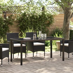 vidaXL Mesa de Jardim Preta 160x80x73 cm Vidro Temperado