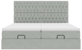 Estrutura cama otomana colchões 180x200cm veludo cinzento claro