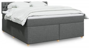 vidaXL Cama com molas/colchão 180x200 cm tecido cinzento-escuro