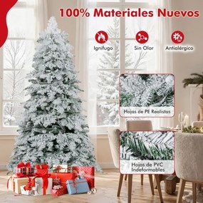 Árvore de Natal artificial de 180 cm com neve artificial, 130 bolinhas brilhantes, luzes LED (DECORAÇÕES NÃO INCLUIDAS), 616 pontas de galhos e 8 modo