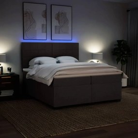 Cama com molas/colchão 200x200 cm tecido castanho-escuro