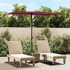 Guarda-sol de jardim com poste de alumínio 2x1,5 m bordô