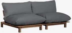 Sofá Reclinável Modular Brina De 2 Peças Em Madeira De Acácia Cinza Grafito - Sklum