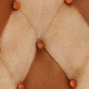 Poltrona com apoio para os pés couro genuíno/lona castanho
