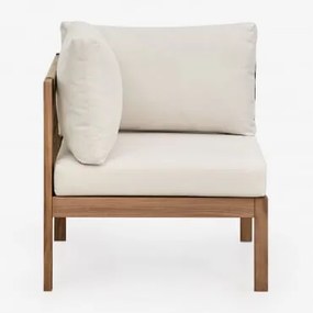 Módulo De Canto Para Sofá Modular Em Madeira De Acácia Branson Branco Gardênia - Castanho Acácia - Sklum