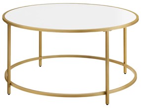 Mesa de centro redonda com estrutura metálica 84 x 45,5 cm (Ø x H) branco-dourado