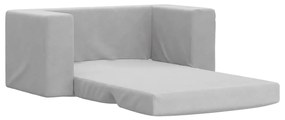 Sofá-cama infantil de 2 lugares pelúcia macia cinzento-claro