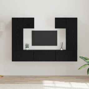vidaXL Conjunto de móvel de TV 7 pcs Carvalho Preto 180 x 30 x 120 cm