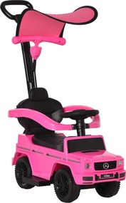 HOMCOM Carro Andador para Crianças Mercedes G350 com Buzina Capô Removível Encosto e Suporte de Proteção 85,5x40,5x95 cm Rosa | Aosom Portugal