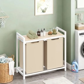 Cesto da roupa suja 73 x 33 x 72 cm com sacos extraíveis Bege