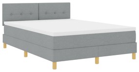 Cama Box Spring com Colchão Cinza Claro 140x200 cm Tecido