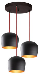 Candeeiro de Teto Berceste – Preto e Vermelho – Diâmetro 48 cm