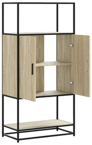 Armário alto 68x35x139 cm madeira e metal carvalho sonoma