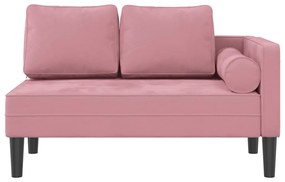 Chaise longue com almofadões veludo rosa