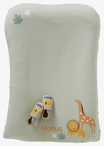 Capa para colchão de mudas, em algodão verde claro liso com motivo