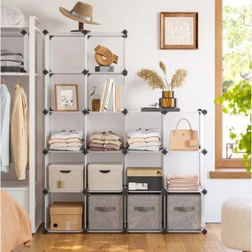 Sistema de prateleiras 125 x 125 x 31 cm encaixáveis 16 cubos Branco