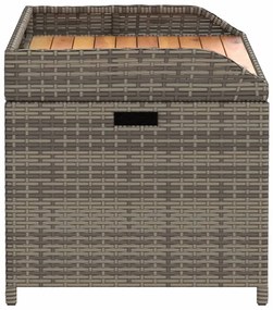 Banco de arrumação 100x50x52 cm vime PE e madeira acácia cinza
