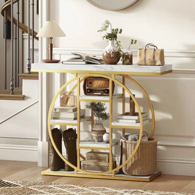 Mesa Consola de Entrada, 100 x 30 x 815 cm, 6 Prateleiras, Branco