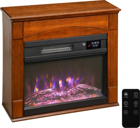 Lareira elétrica de 1000 W/2000 W 68,5 x 27,5 x 63 cm,, lareira decorativa com efeito de chama 3D em 6 cores e 3 níveis de luminosidade,  castanho