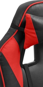 Cadeira de escritório em couro sintético preto e vermelho