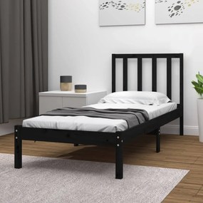 Estrutura de cama pequena solteiro 75x190 cm pinho preto