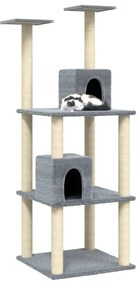 Árvore p/ gatos c/ postes arranhadores sisal 141 cm cinza-claro