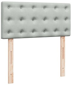 Cama com molas/colchão 90x190 cm veludo cinza-claro