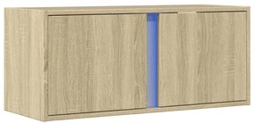 Móvel de parede p/ TV c/ luzes LED 80x31x35 cm carvalho sonoma