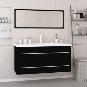 vidaXL Conjunto de móveis casa de banho derivados de madeira preto
