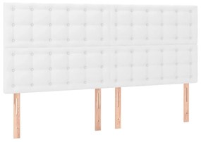 Cama box spring c/colchão/LED 200x200cm couro artificial branco