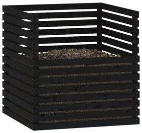 Caixa de compostagem 100x100x102 cm pinho maciço preto