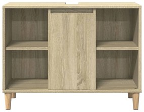 3 pcs conj. móveis casa banho derivados madeira carvalho sonoma