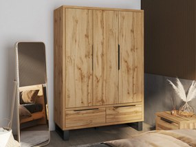 Roupeiro Avicavu 114, Preto, Carvalho wotan, 210x145x60cm, 188 kg, Portas para roupeiro: Com dobradiças