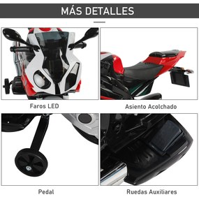 HomCom® Moto Eléctrica Infantil para Crianças 3-8 Anos Batería 12V 2 Motores com Luzes e Sons 110x47x69cm PP