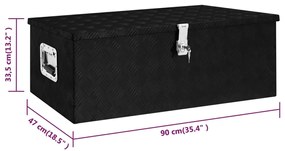 Caixa de arrumação 90x47x33,5 cm alumínio preto