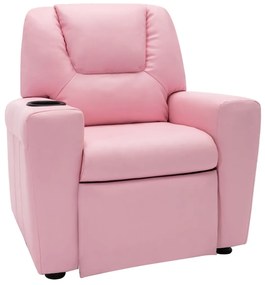 324044 vidaXL Poltrona reclinável infantil couro artificial rosa