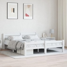 vidaXL Estrutura de cama em pinho maciço 160x200 cm branco