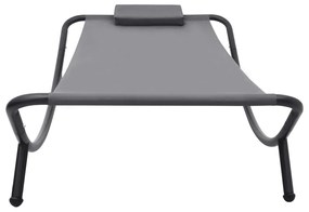 Espreguiçadeira de jardim 200x90 cm aço cinzento
