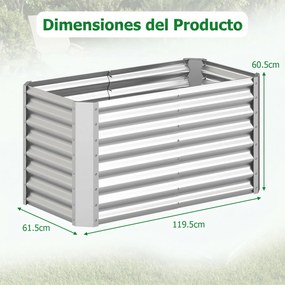 Floreira Elevada, 119,5 x 61,5 x 60,5 cm, Fundo Aberto, Prateado