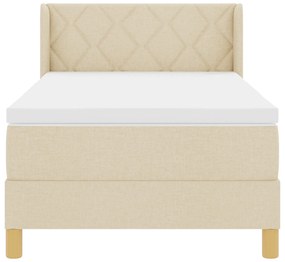 Cama box spring vidaXL com colchão creme 90x190 cm tecido, Cabeceira v