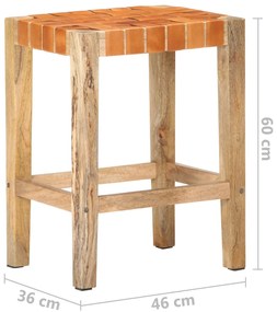Bancos de bar 2 pcs couro genuíno 60 cm castanho